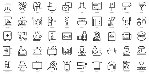 stock vector Set of thin line hotel service Icons. Vector illustration