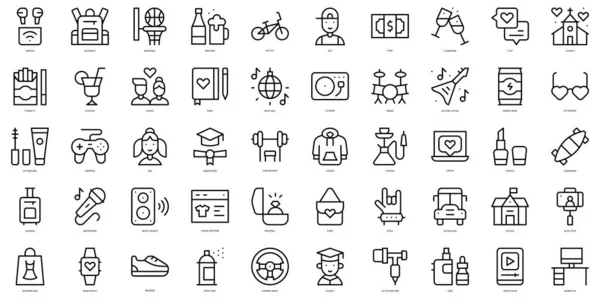 Set of thin line youth Icons. Vector illustration