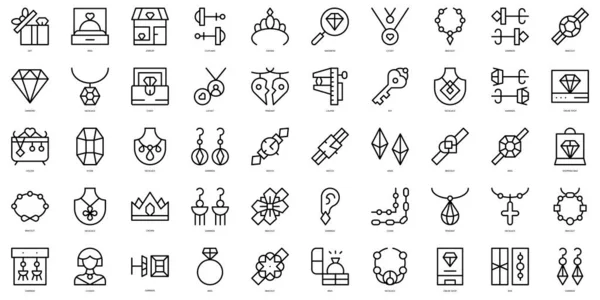 Set Thin Line Jewelry Icons Vector Illustration — Image vectorielle