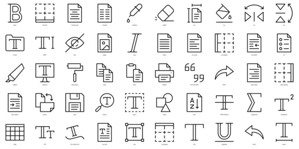Set Von Thin Line Text Editor Icons Vektorillustration — Stockvektor