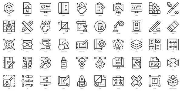 Набор Тонких Линий Графического Дизайна Иконы Векторная Иллюстрация — стоковый вектор