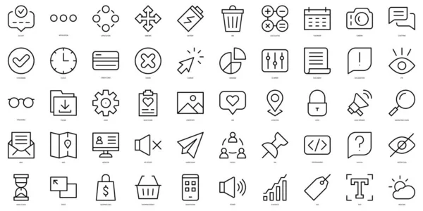 Set Thin Line Essentials Icons Vector Illustration — Stock Vector