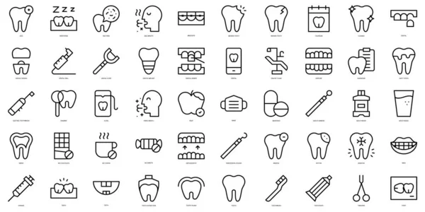 Set of thin line dental care Icons. Vector illustration