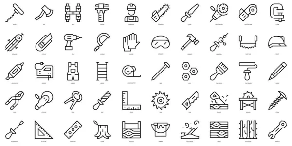 Set of thin line carpentry Icons. Vector illustration