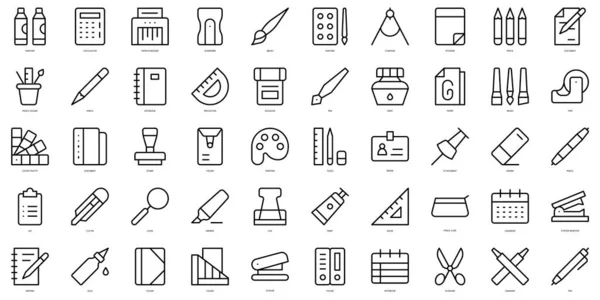 Set of thin line stationery Icons. Vector illustration