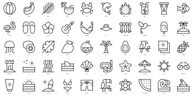 Set of thin line tropical Icons. Vector illustration