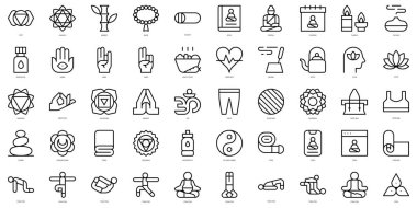 Set of thin line yoga Icons. Vector illustration