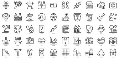 Set of thin line picnic Icons. Vector illustration