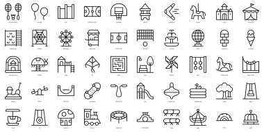 Set of thin line playground Icons. Vector illustration