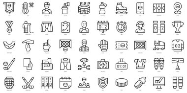Set of thin line hockey Icons. Vector illustration