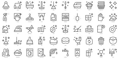 Set of thin line cleaning Icons. Vector illustration