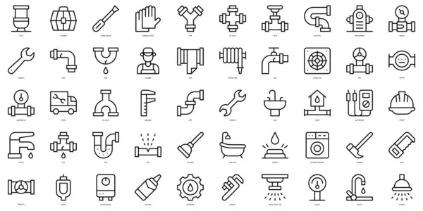 Set of thin line plumber Icons. Vector illustration