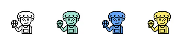 Basketbolcu ikonu. Özet, Yeşil, Mavi ve Sarı Biçim Tasarımı Beyaz Arkaplanda İzole Edildi