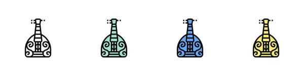 Balalayka ikonu. Özet, Yeşil, Mavi ve Sarı Biçim Tasarımı Beyaz Arkaplanda İzole Edildi