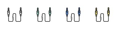 Jack Connector simgesi. Özet, Yeşil, Mavi ve Sarı Biçim Tasarımı Beyaz Arkaplanda İzole Edildi