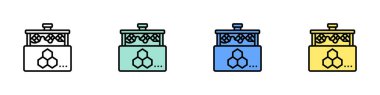 Arı kovanı simgesi. Özet, Yeşil, Mavi ve Sarı Biçim Tasarımı Beyaz Arkaplanda İzole Edildi