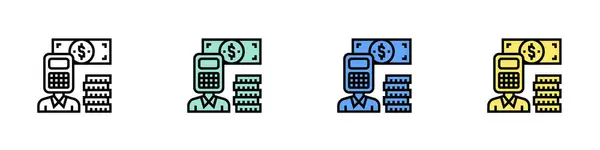 Muhasebeci ikonu. Özet, Yeşil, Mavi ve Sarı Biçim Tasarımı Beyaz Arkaplanda İzole Edildi