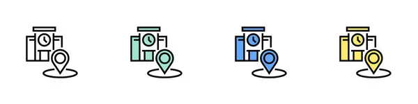 Ofis ikonu. Özet, Yeşil, Mavi ve Sarı Biçim Tasarımı Beyaz Arkaplanda İzole Edildi