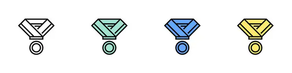 Madalya ikonu. Özet, Yeşil, Mavi ve Sarı Biçim Tasarımı Beyaz Arkaplanda İzole Edildi