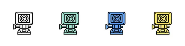 Gopro ikonu. Özet, Yeşil, Mavi ve Sarı Biçim Tasarımı Beyaz Arkaplanda İzole Edildi