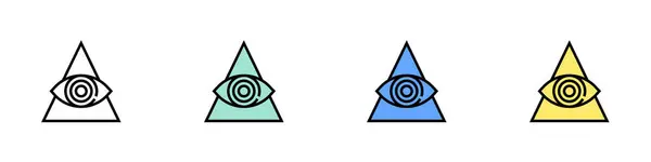 Tanrı ikonu. Özet, Yeşil, Mavi ve Sarı Biçim Tasarımı Beyaz Arkaplanda İzole Edildi