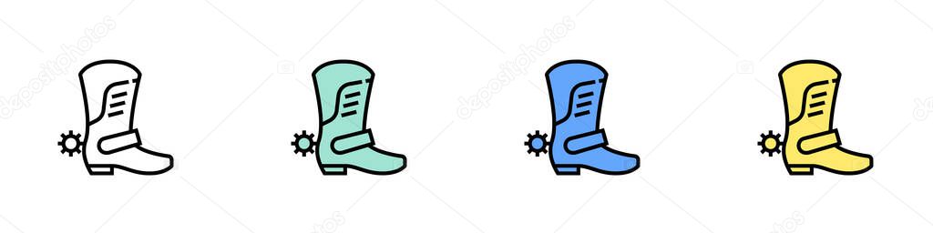 Boot icon. Outline, Green, Blue and Yellow Style Design Isolated On White Background