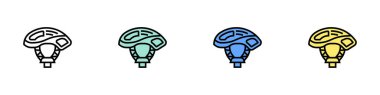 helmet icon. Outline, Green, Blue and Yellow Style Design Isolated On White Background clipart