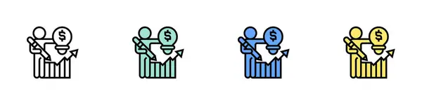 Finans simgesi. Özet, Yeşil, Mavi ve Sarı Biçim Tasarımı Beyaz Arkaplanda İzole Edildi