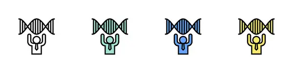 DNA simgesi. Özet, Yeşil, Mavi ve Sarı Biçim Tasarımı Beyaz Arkaplanda İzole Edildi