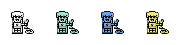 Dijital göçebe simgesi. Özet, Yeşil, Mavi ve Sarı Biçim Tasarımı Beyaz Arkaplanda İzole Edildi