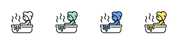 Banyo ikonu. Özet, Yeşil, Mavi ve Sarı Biçim Tasarımı Beyaz Arkaplanda İzole Edildi