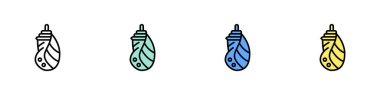 silk cocoon icon. Outline, Green, Blue and Yellow Style Design Isolated On White Background