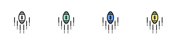 Ragbi topu ikonu. Özet, Yeşil, Mavi ve Sarı Biçim Tasarımı Beyaz Arkaplanda İzole Edildi