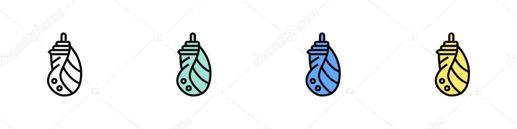 Silk cocoon icon. Outline, Green, Blue and Yellow Style Design Isolated On White Background