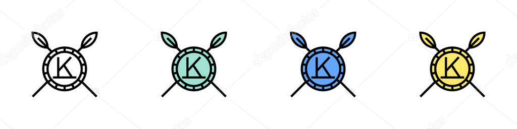 Shilling icon. Outline, Green, Blue and Yellow Style Design Isolated On White Background