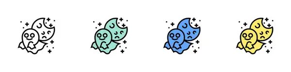 Ay simgesi. Özet, Yeşil, Mavi ve Sarı Biçim Tasarımı Beyaz Arkaplanda İzole Edildi