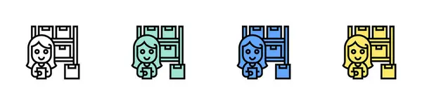 Envanter simgesi. Özet, Yeşil, Mavi ve Sarı Biçim Tasarımı Beyaz Arkaplanda İzole Edildi