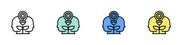 İcat ikonu. Özet, Yeşil, Mavi ve Sarı Biçim Tasarımı Beyaz Arkaplanda İzole Edildi