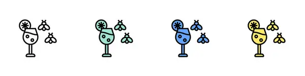 Bal ikonu. Özet, Yeşil, Mavi ve Sarı Biçim Tasarımı Beyaz Arkaplanda İzole Edildi