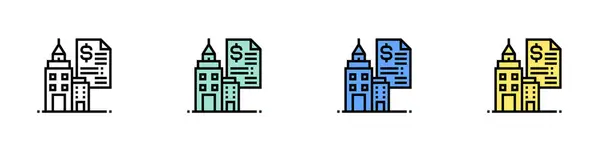 Hükümet ikonu. Özet, Yeşil, Mavi ve Sarı Biçim Tasarımı Beyaz Arkaplanda İzole Edildi