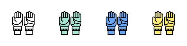 Eldiven ikonu. Özet, Yeşil, Mavi ve Sarı Biçim Tasarımı Beyaz Arkaplanda İzole Edildi