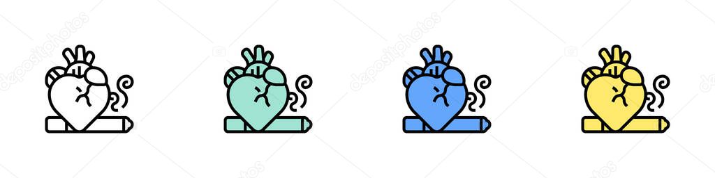 Heart problem icon. Outline, Green, Blue and Yellow Style Design Isolated On White Background
