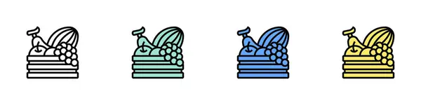 meyve ikonu. Özet, Yeşil, Mavi ve Sarı Biçim Tasarımı Beyaz Arkaplanda İzole Edildi