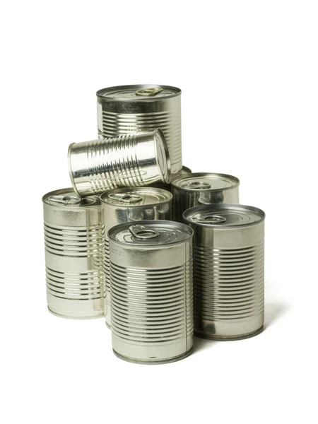 tin cans with golden and silver lid isolated on white background