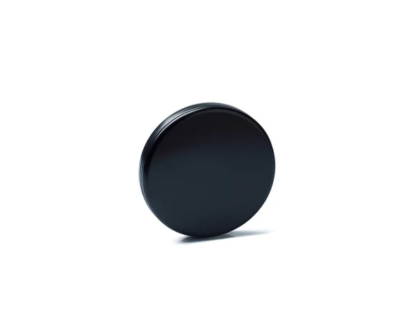 black  Small Round Tin Can Mockup, Blank Container, Real Shoot Isolated on Light Gray Background, Ready for Your Design.