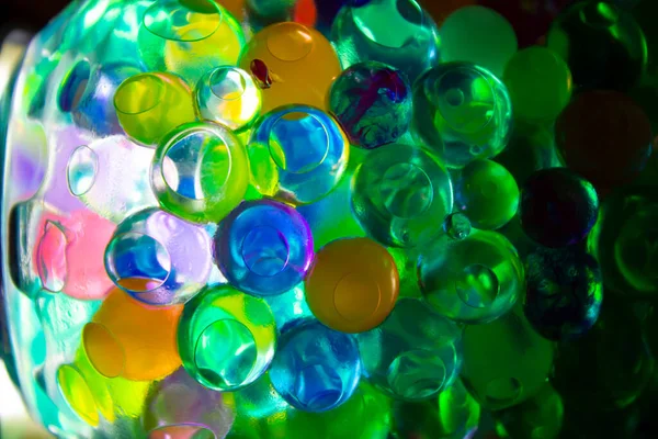 Boules Colorées Dans Verre Avec Effet Bokeh — Photo