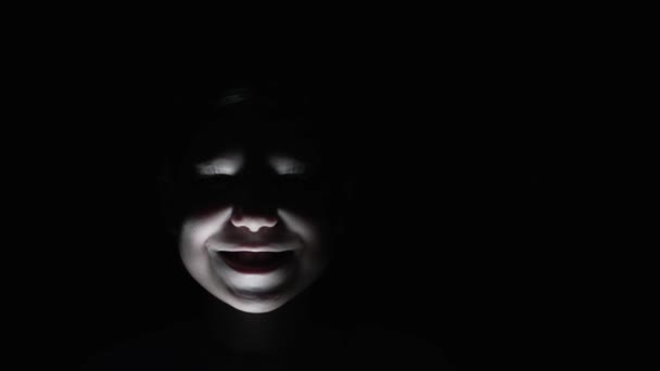 Portrait Demonic Boy Night — Stock Video