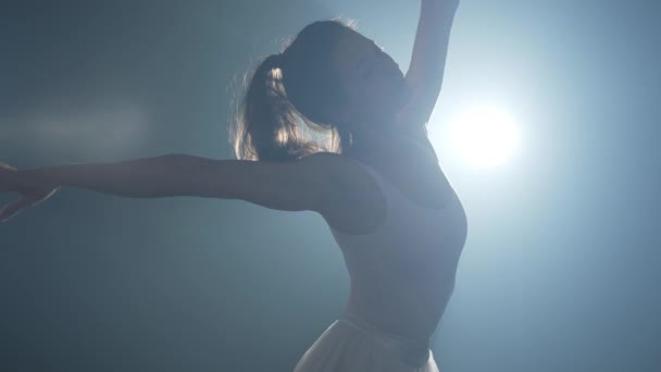 Pełna Wdzięku Balerina Tańczy Scenie — Wideo stockowe