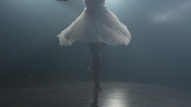 Charmante Balletttänzerin Tutu Rock Auf Schwarzem Hintergrund — Stockvideo