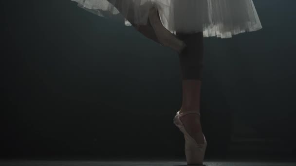 Gracieuze Ballerina Dansen Het Podium — Stockvideo